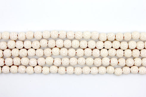 White Lava Gemstone Beads, 8mm, Round